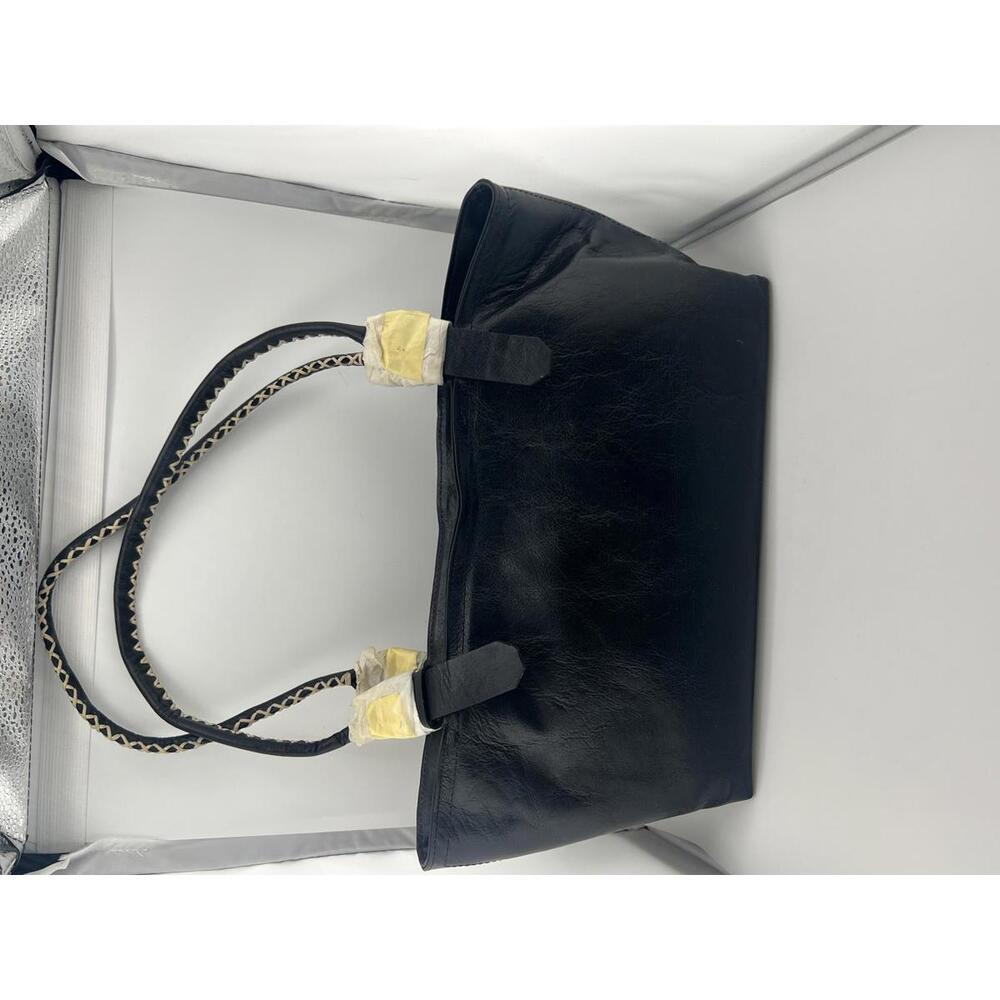 Black‎ Leather Shoulder Tote Bag Classic Handbag Medium Size